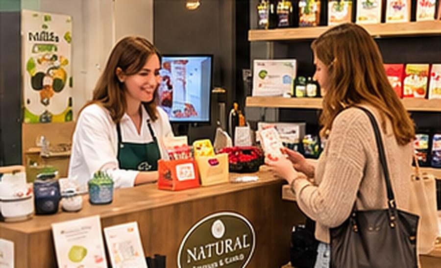 Atención en el mostrador de un herbolario Naturtienda